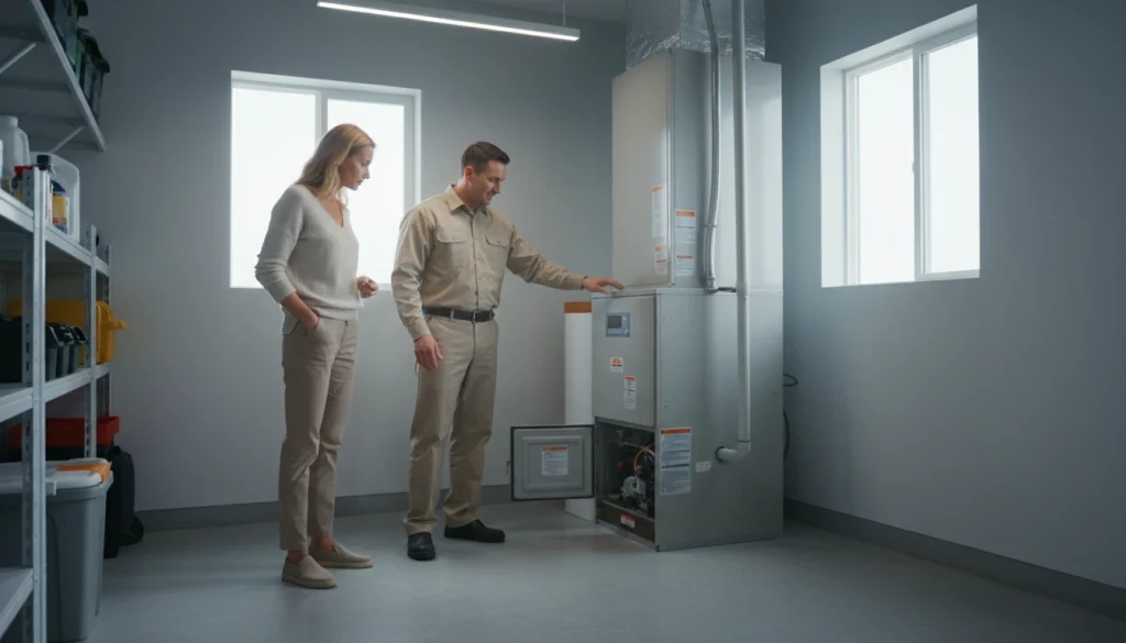 Homeowner learning about dusty smell during first furnace use of the season